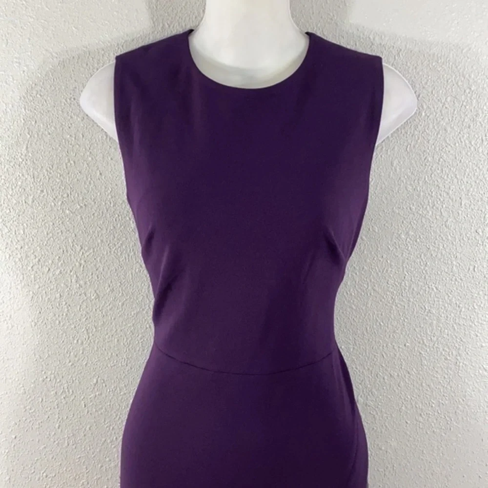 NWT DKNY purple faux leather detail sheath dress X1